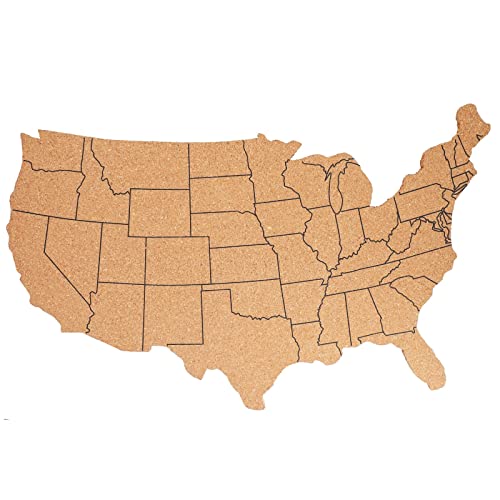 Juvale US Map Cork Board - Travel Tracking Map with Pins - Frameless Natural Cork Wall Decor - Easy Wall Mount for Home & Office Decor - 16"x 10", Brown, 10 Black Pins - Image 4