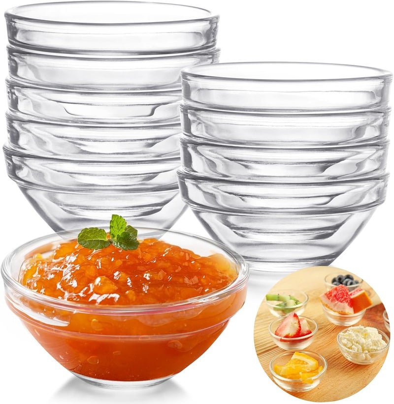 bellemax Glass Bowl for Kitchen Prep, Dessert, Dips, and Candy Dishes, Cake, Snack Bowl Or Nut Bowls, and Microwave Safe Clear Glass Bowls for Mixing, Storing Inch Size 3.5 Inch (Set of 6,Round - 01) - Image 1