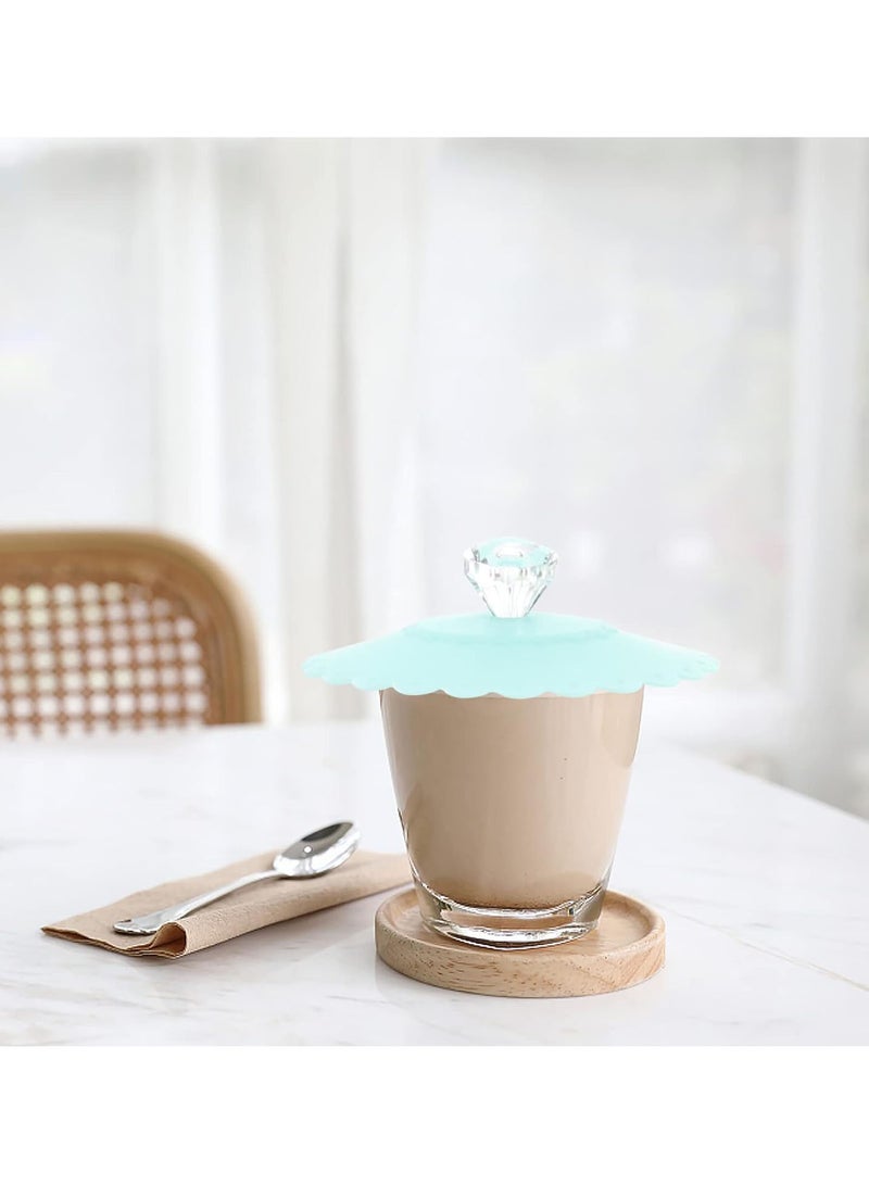 GGOOT 6 Pcs Silicone Cup Lids with Diamond Top Flower Coffee Mug Cover Anti- Airtight Seal Drink Cap for Cup Mug Jar Bottle 10.5CM Random Color - Image 2