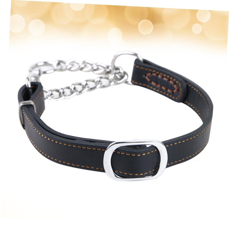 Adjustable Leather P Chain Dog Collar Stainless Steel For Training Daily Use 2 5cm - Image 4