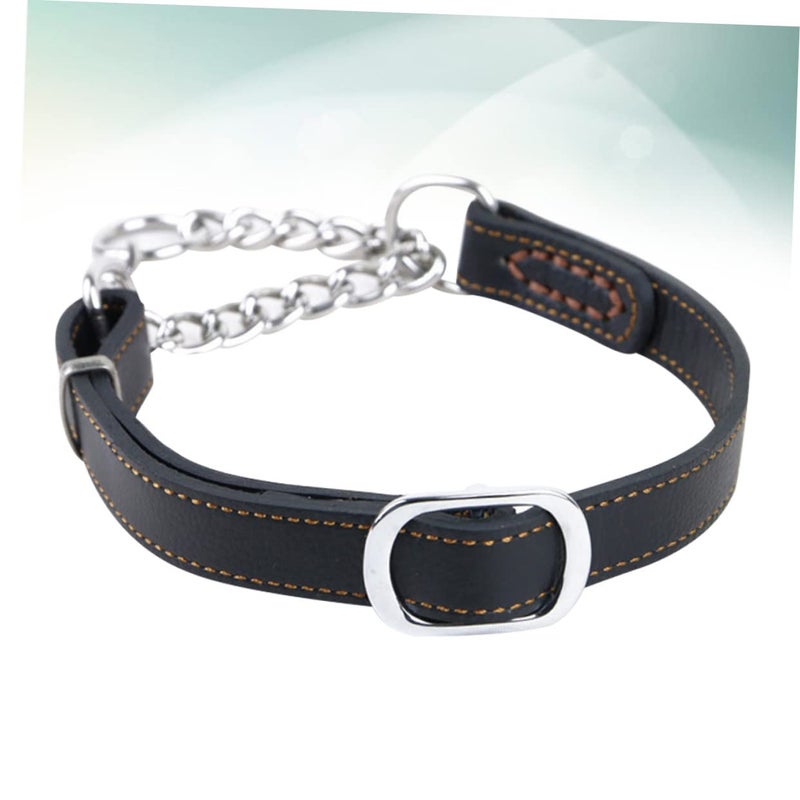 Adjustable Leather P Chain Dog Collar Stainless Steel For Training Daily Use 2 5cm - Image 3