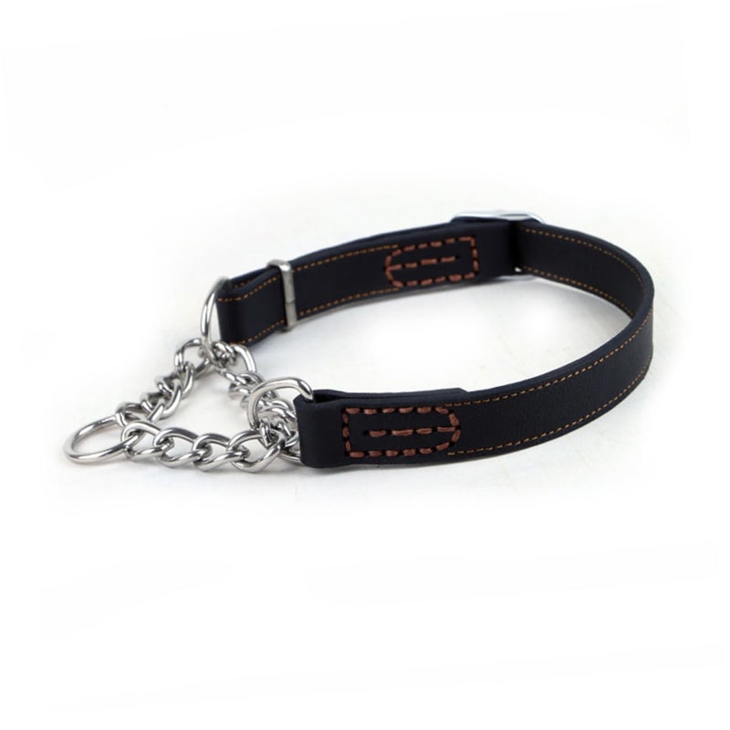 Adjustable Leather P Chain Dog Collar Stainless Steel For Training Daily Use 2 5cm - Image 2