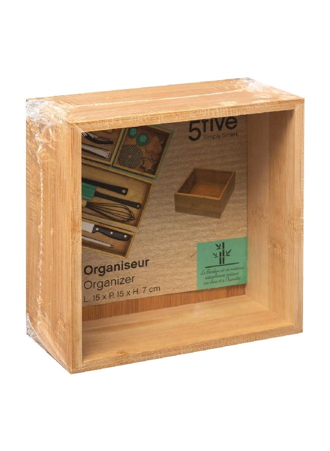 Five Simply Smart Space Saving Eco-Friendly Bamboo Storage Organizer Brown 7 x 15 x 15 cm  - Image 1