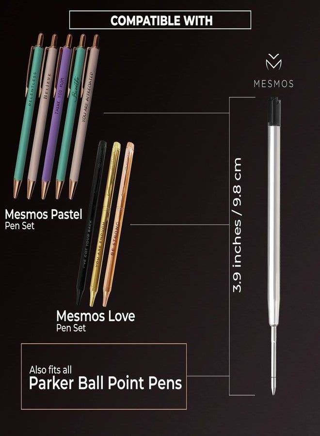 MESMOS 6 Pack 3.9 inch (9.8cm) Pen Refills Ballpoint, Compatible with Ballpoint Parker Pen, (Black Ink) - Image 4