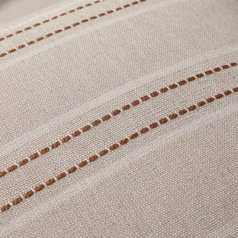 Hckot Fall Throw Pillow Covers 24x24 Set of 2 Striped Rust Pillow Covers Textured Linen Decorative Pillows Square Cushion Covers for Sofa Couch Bed Living Room Farmhouse Decor(Caramel) - Image 3