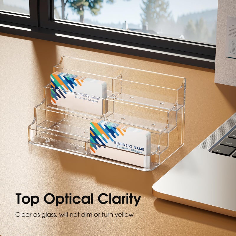 MaxGear Acrylic Business Card Holder for Desk Multiple Business Card Holders, Premium Cards Stand for Workspace, Clear Plastic Display Holder with 4 Tier for Office, 8 Pocket, 400 Cards Capacity - Image 5