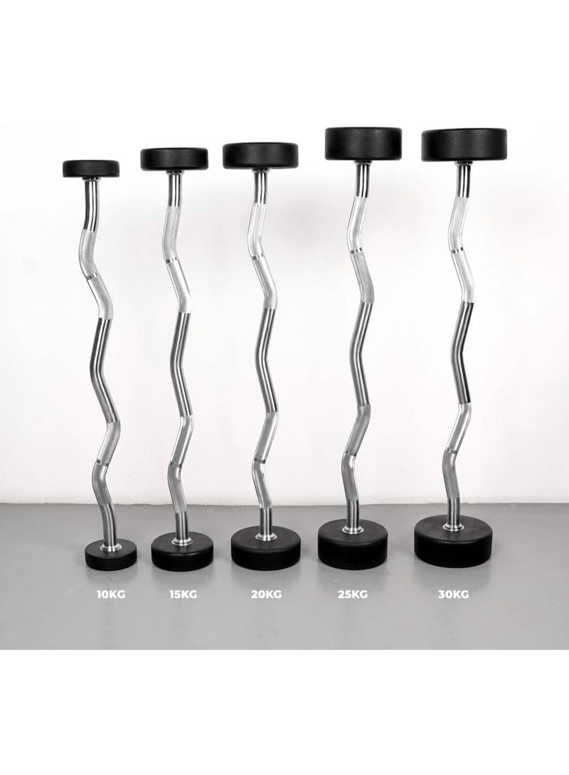 كوماندو بار متعرج ثابت للأوزان – مصنوع من الكروم عالي الجودة مع أوزان متعددة لتدريبات القوة في المنزل أو النادي - Image 2