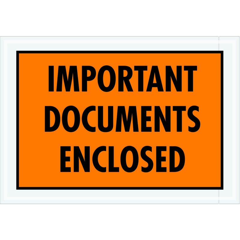 Tape Logic TLPL421 Important Documents Enclosed Envelopes 5 1 4 x 7 1 2 Orange Pack of 1000 - Image 3