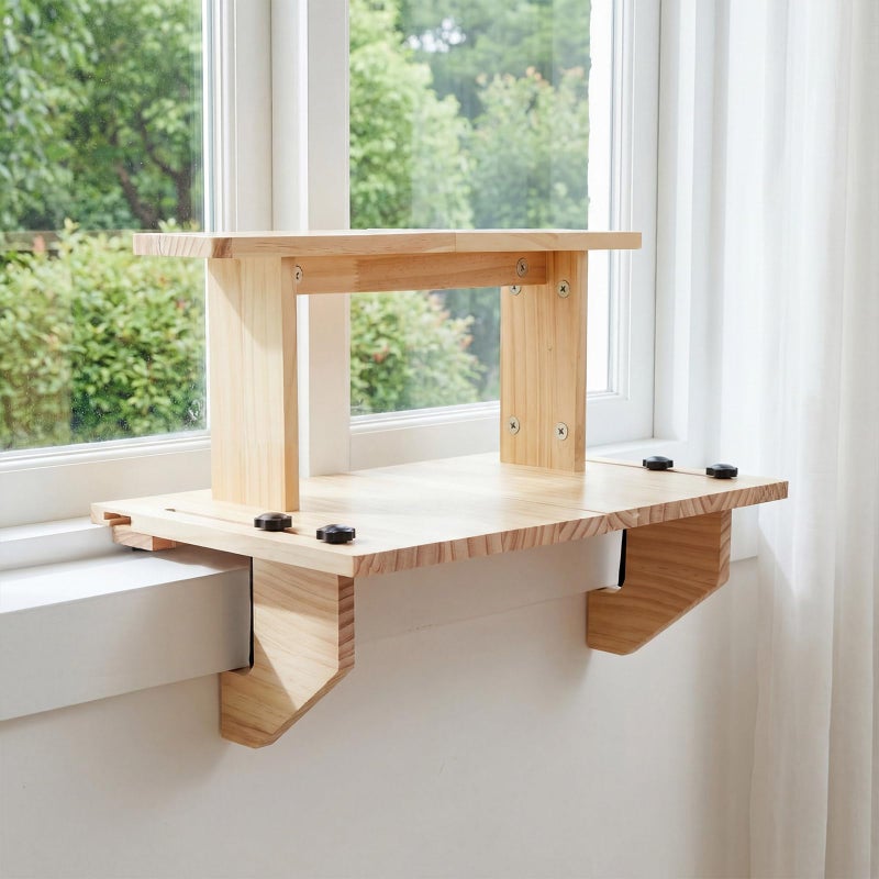 Fiwochic Double-layer Window Sill Extender Plant Shelf, 20+21 Inch Detachable Adjustable Window Sill Extender Shelf Stand for Plants Cat Perch, Renter Friendly No Drilling/Damage - Image 5
