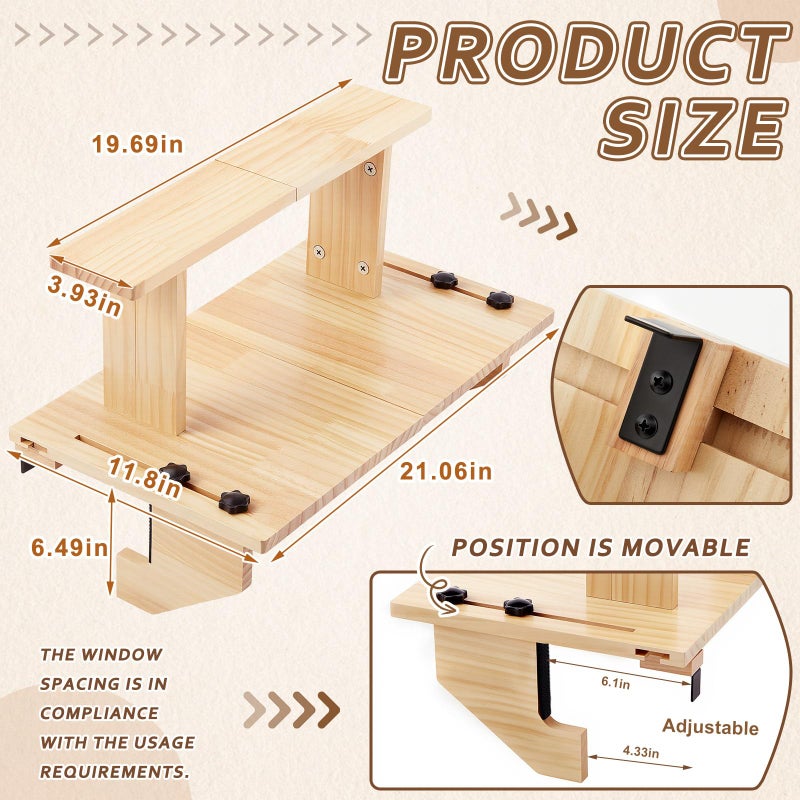 Fiwochic Double-layer Window Sill Extender Plant Shelf, 20+21 Inch Detachable Adjustable Window Sill Extender Shelf Stand for Plants Cat Perch, Renter Friendly No Drilling/Damage - Image 2