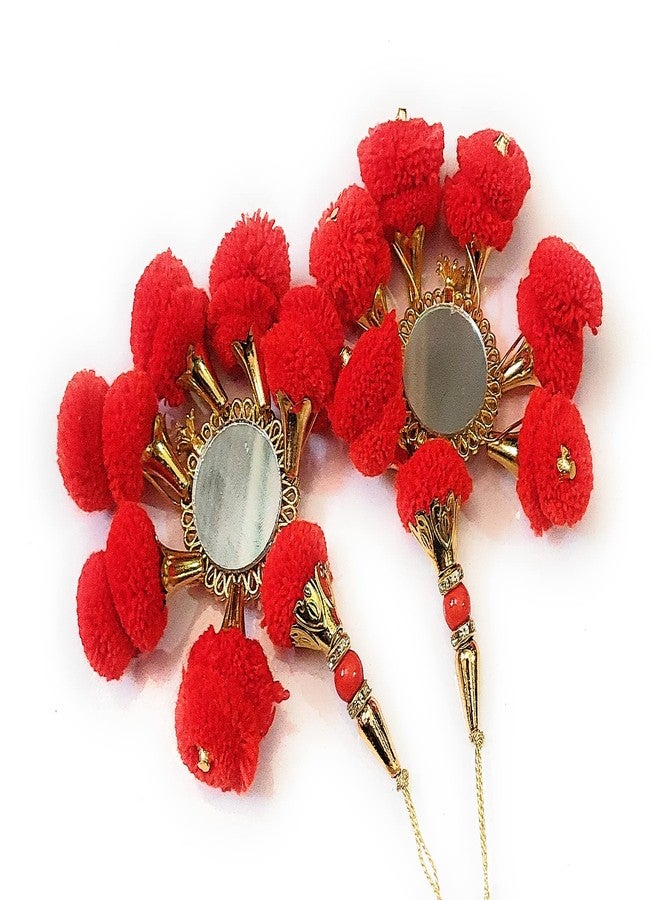 لباس ليباس فاشن - شرابة نسائية صناعية مصنوعة يدويًا مزينة بكرات بوم بوم - اللون أحمر - قطعتان - Image 3