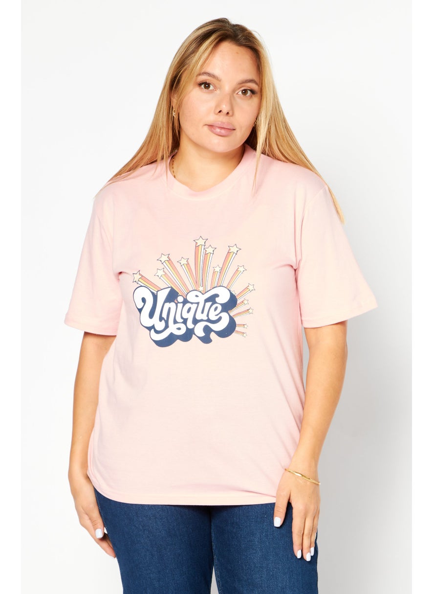 Women Crew Neck Short Sleeves Graphic Print T-Shirt, Pink - pzsku/ZC1803A55E67D61E39429Z/45/_/1724351294/eaa053f8-efe7-4934-84e6-6406852e912e