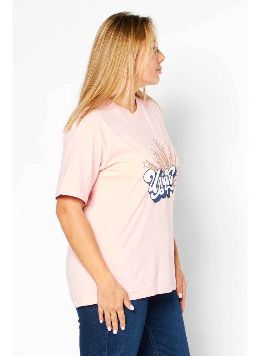 Women Crew Neck Short Sleeves Graphic Print T-Shirt, Pink - pzsku/ZC1803A55E67D61E39429Z/45/_/1724351296/7096904b-50f6-4043-915e-5b9c63bb1631