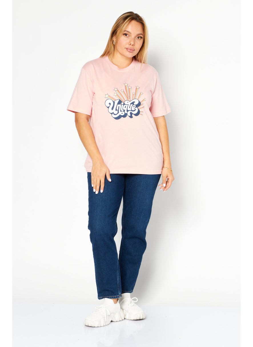 Women Crew Neck Short Sleeves Graphic Print T-Shirt, Pink - pzsku/ZC1803A55E67D61E39429Z/45/_/1724351296/e4f52c96-fddf-45cf-bad1-08e48a6b5f09