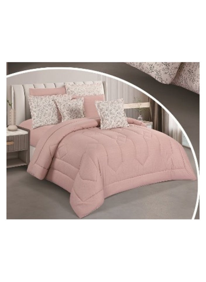 سمارت هوم طقم لحاف نفرين نظام وجهين ، مفرش بحشوة داخلية مريحة مكون من ٨ قطع , لحاف زوجي ٨ قطع يناسب سرير شخصين , المفرش مصنوع من القطن الطبيعي١٠٠% لحاف مقاس ٢٣٠X٢٥٠سم - Image 2