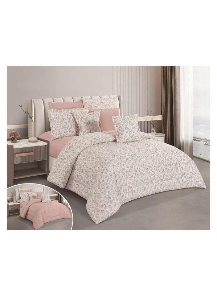 سمارت هوم طقم لحاف نفرين نظام وجهين ، مفرش بحشوة داخلية مريحة مكون من ٨ قطع , لحاف زوجي ٨ قطع يناسب سرير شخصين , المفرش مصنوع من القطن الطبيعي١٠٠% لحاف مقاس ٢٣٠X٢٥٠سم - Image 1