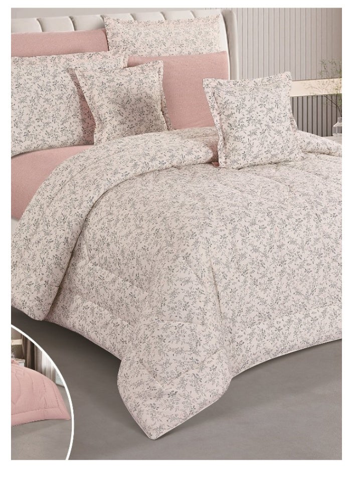 سمارت هوم طقم لحاف نفرين نظام وجهين ، مفرش بحشوة داخلية مريحة مكون من ٨ قطع , لحاف زوجي ٨ قطع يناسب سرير شخصين , المفرش مصنوع من القطن الطبيعي١٠٠% لحاف مقاس ٢٣٠X٢٥٠سم - Image 5