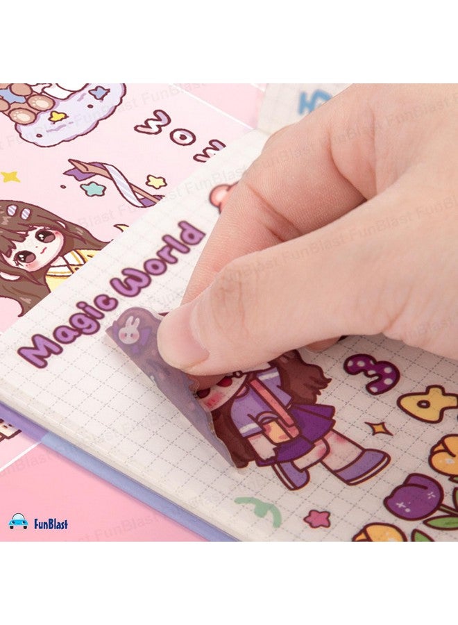 FunBlast Sweet Party Theme Kawaii Self Adhesive Floor Stickers -100 Sheets PVC Cute Washi Sticker for Project, Japanese Style Girls Sticker Set, Scrapbooking, DIY Arts Crafts - 18 x 18 x 2 CM - Image 4