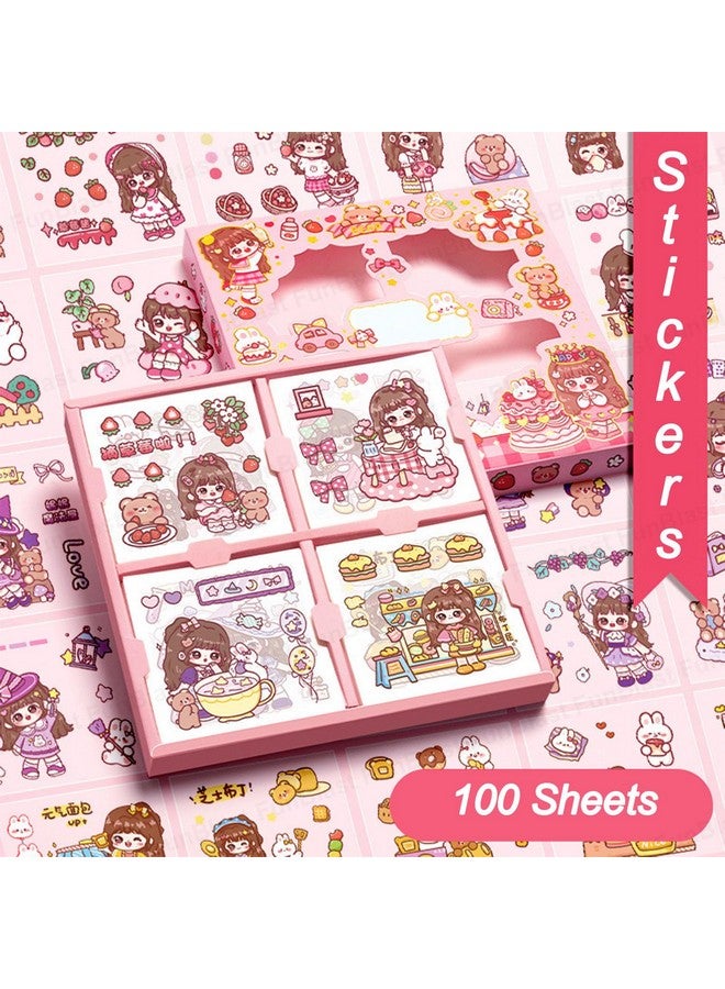 FunBlast Sweet Party Theme Kawaii Self Adhesive Floor Stickers -100 Sheets PVC Cute Washi Sticker for Project, Japanese Style Girls Sticker Set, Scrapbooking, DIY Arts Crafts - 18 x 18 x 2 CM - Image 5