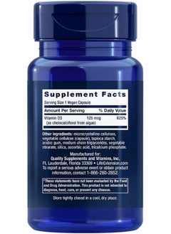 Life Extension Vegan Vitamin D3 Joint/Bone Health Immune Support Nongmo Gluten Free 60 Count  - Image 3