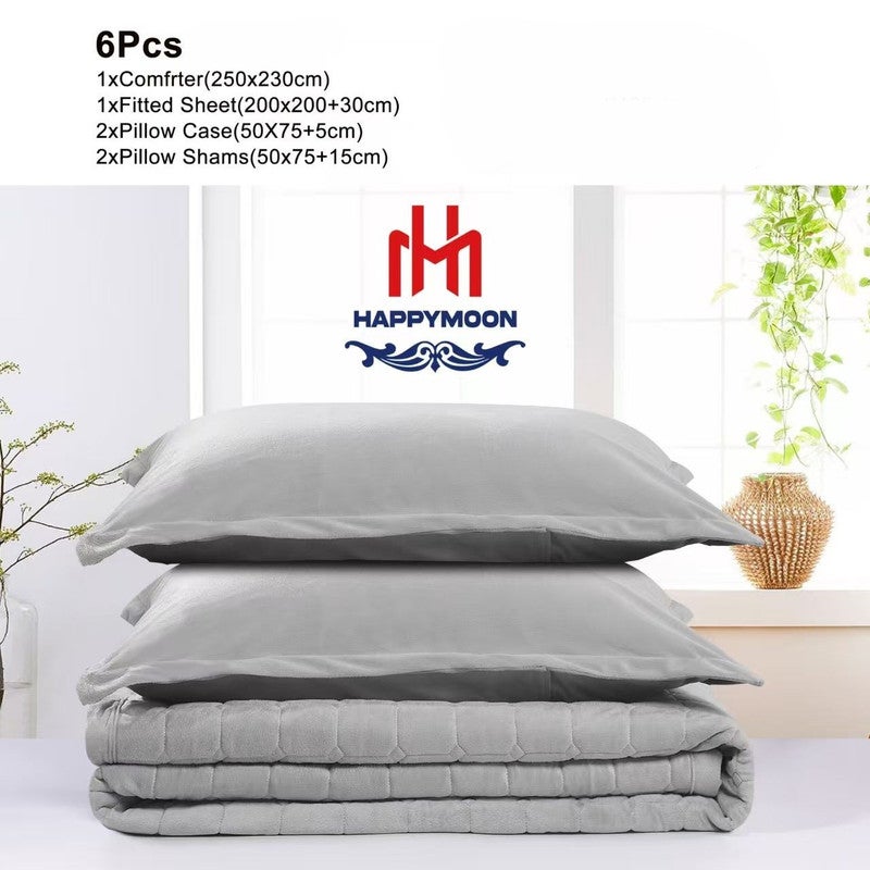 HAPPYMOON Velvet Comforter Set – 6 Pieces, King Size, Fits 250 × 230 cm | Soft, Warm & Cozy - Image 2