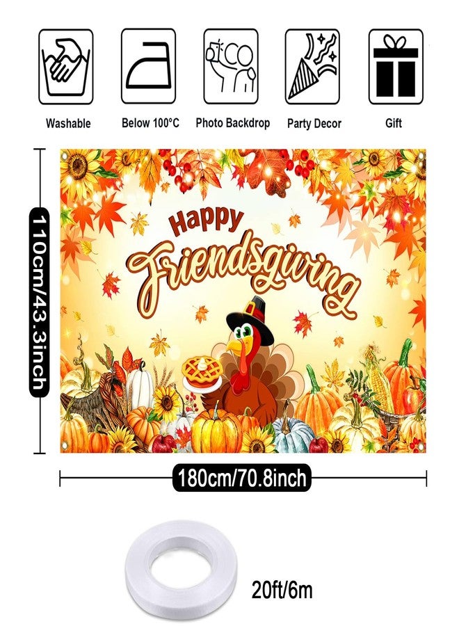 موكسيكا لافتة خلفية لحفلة عيد الشكر من موكسيكا، لافتة صور خريفية لحفلة عيد الشكر، زينة عيد الشكر على شكل ديك رومي وقرع، لوازم حفلات، 70.8 × 43.3 بوصة - Image 4