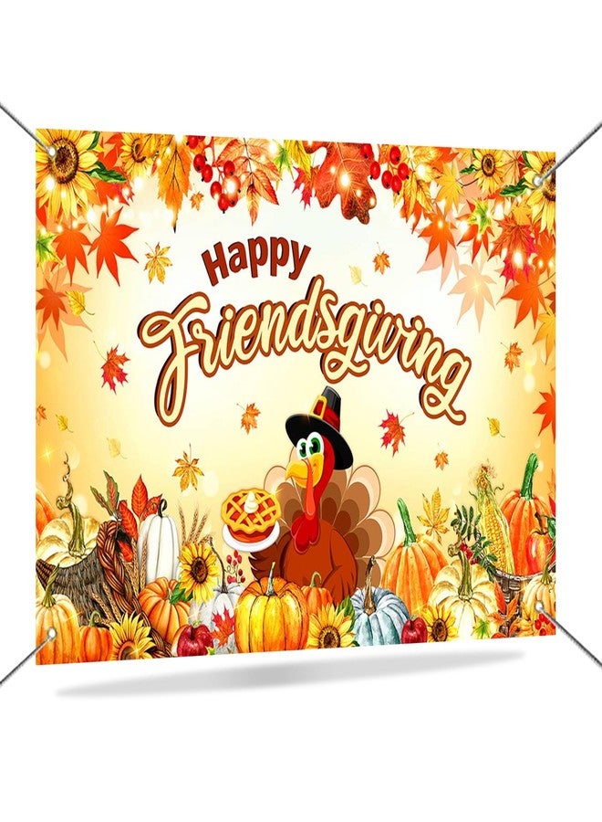 موكسيكا لافتة خلفية لحفلة عيد الشكر من موكسيكا، لافتة صور خريفية لحفلة عيد الشكر، زينة عيد الشكر على شكل ديك رومي وقرع، لوازم حفلات، 70.8 × 43.3 بوصة - Image 1