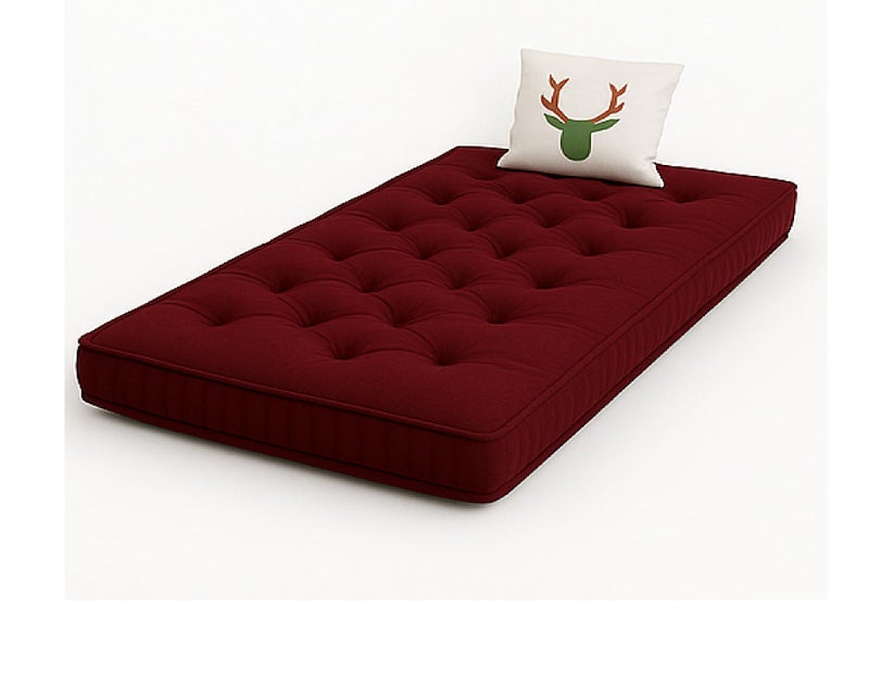 ATOOTFUSION Cotton Floor Mattress, 4 inch Thick Tufted Cushion, 72 x 30 inch, Foldable, Rollable Light Weight Cotton Mattress (Maroon) - Image 5