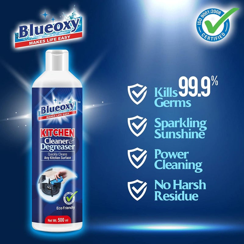 BLUEOXY Super Concentrated Kitchen Cleaner & Degreaser - 500 ml | Grease Cleaner & Degreaser Stain Remover | Dirt Eraser Kitchen Cleaner | Heavy Degrease Cleaner | Eco-friendly and safe to use - Image 3