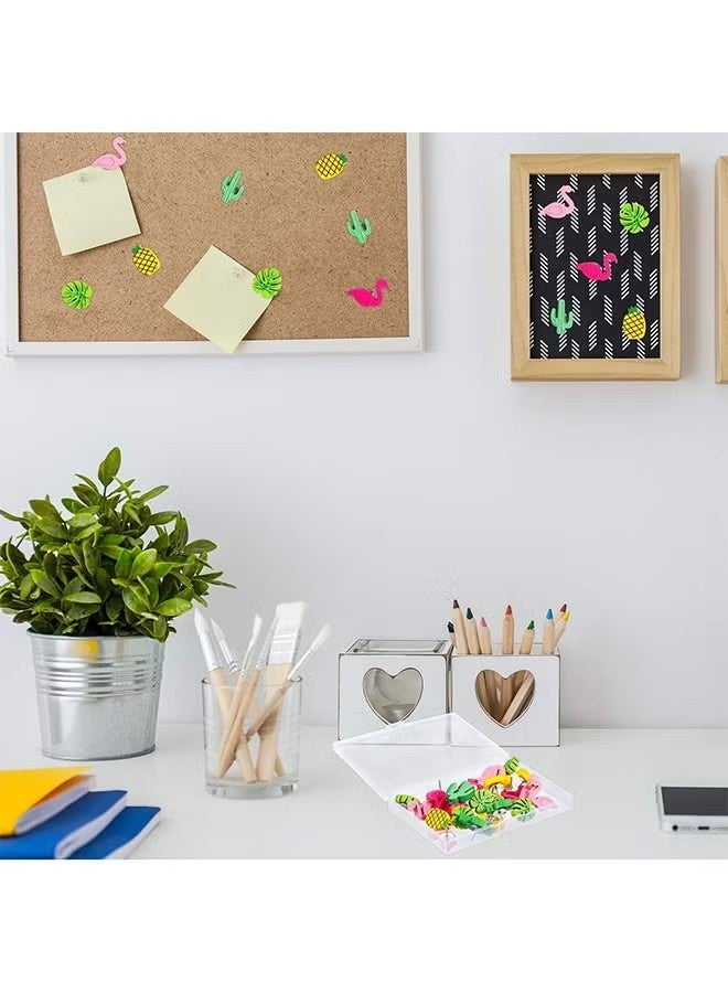 60 قطعة من دبابيس الإبهام الزخرفية اللطيفة على شكل طائر الفلامنجو والأناناس والصبار وأوراق النخيل، دبابيس لطيفة للصور على الحائط والخرائط ولوحة الإعلانات ولوحات الفلين - Image 4