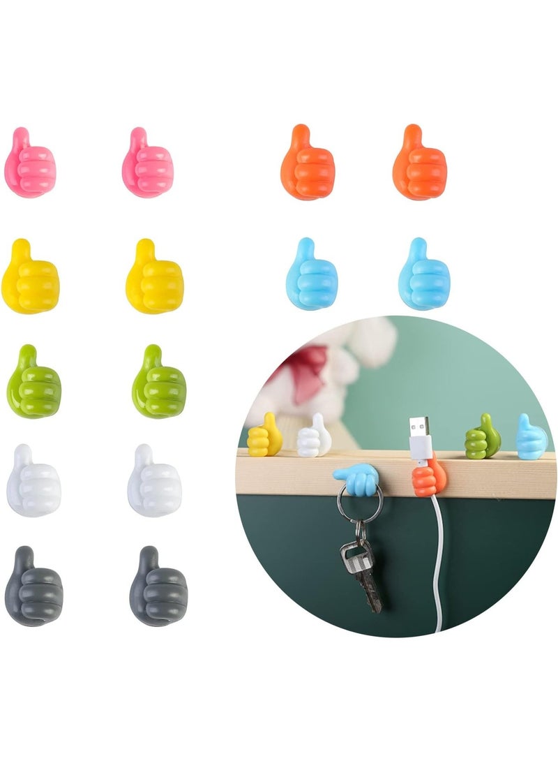 Creative Silicone Thumb Wall Hook- Adhesive Thumb Cable Clip Key Hook Wall Hangers Earphone Cable Organizer,Student Dormitory Kitchen Bedroom Car Charging Cable Hanging Hooks 10Pcs - Image 1