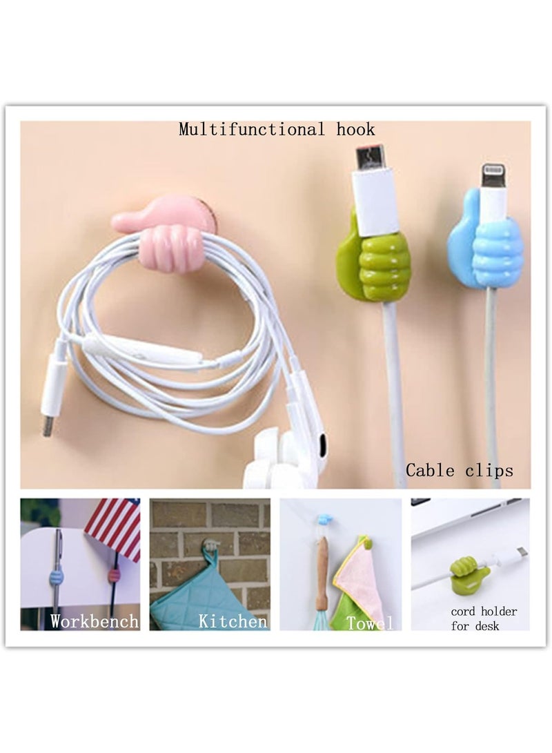 Creative Silicone Thumb Wall Hook- Adhesive Thumb Cable Clip Key Hook Wall Hangers Earphone Cable Organizer,Student Dormitory Kitchen Bedroom Car Charging Cable Hanging Hooks 10Pcs - Image 4