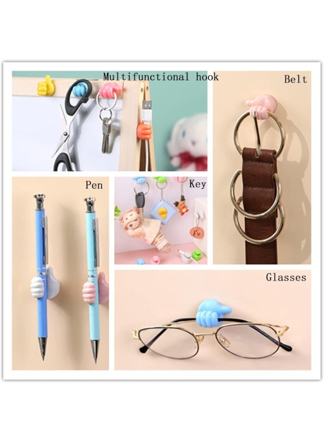 Creative Silicone Thumb Wall Hook- Adhesive Thumb Cable Clip Key Hook Wall Hangers Earphone Cable Organizer,Student Dormitory Kitchen Bedroom Car Charging Cable Hanging Hooks 10Pcs - Image 5