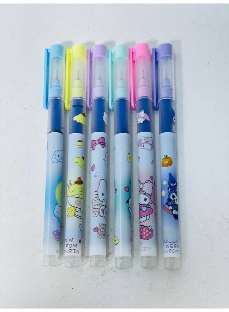 علبة اقلام الجاف الجيل قلم باشكال كرومي سن إبرة ٠.٥ ملي  لون الحبر ازرق العلبة : ٦ قلام