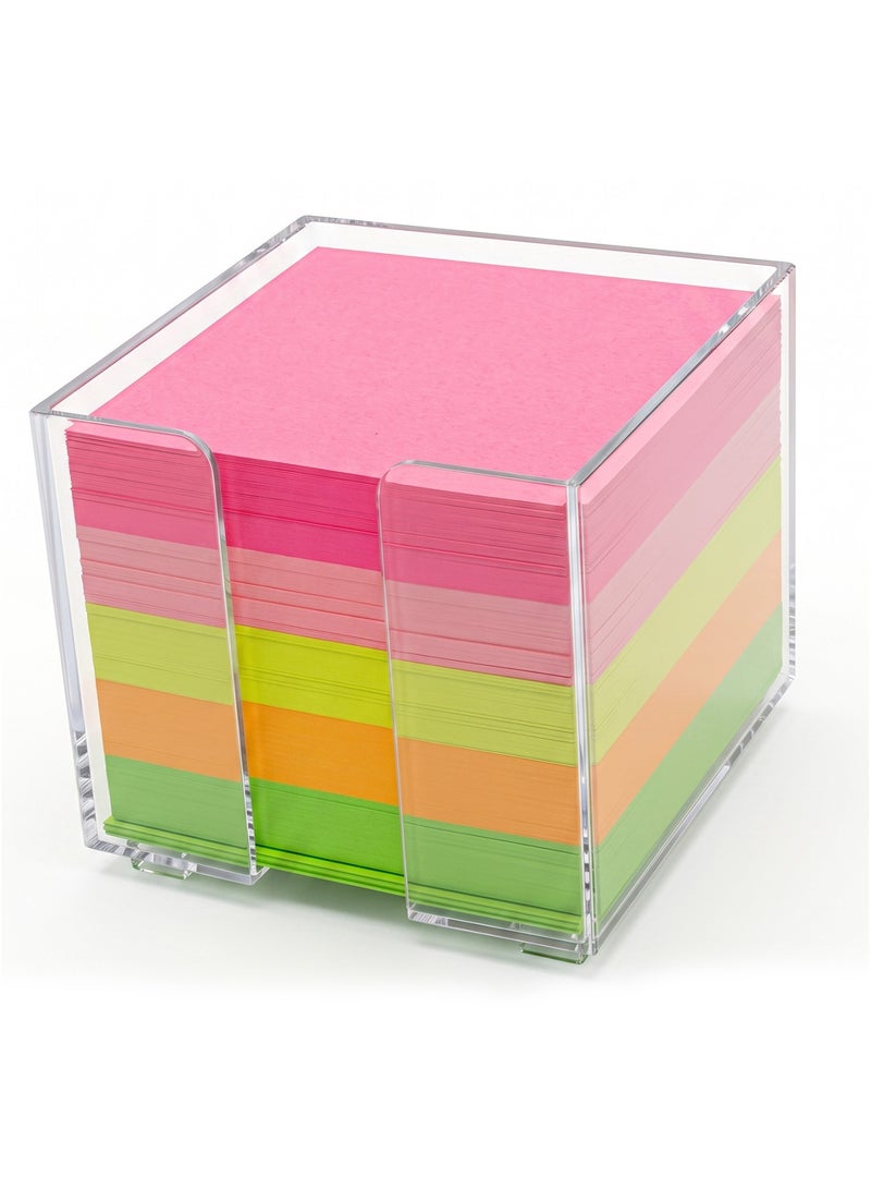 Duravel Memo Papers Non-Sticky Color Paper with Acrylic Tray, 85mm 750 Sheets/Pack, Mini Memo Papers Pads Note Paper Reminders for Office, Desk, School - Image 1
