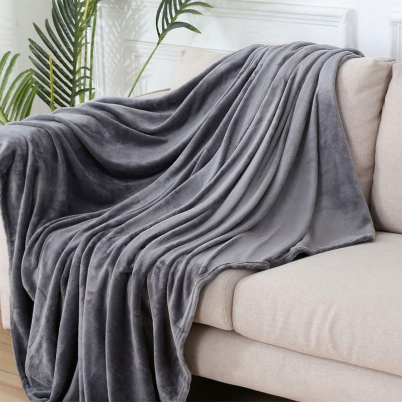JZS Fleece Blanket, Lightweight Plush Fuzzy Cozy Soft Twin Blanket for Bed, Sofa, Couch, Travel, Camping Microplush Flannel Throw Blanket(Dark Grey,150x200cm) - Image 1