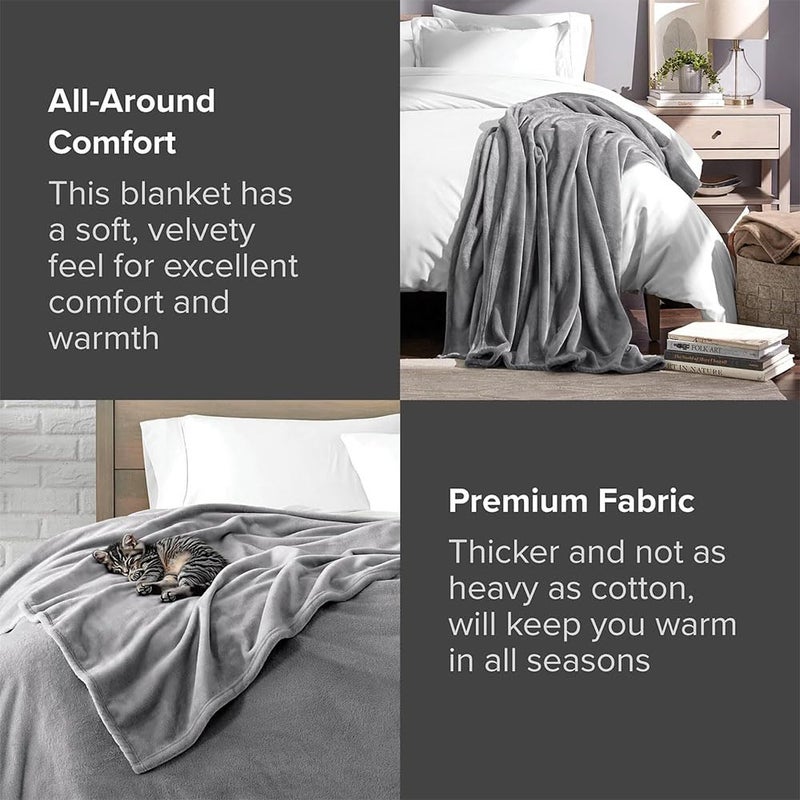 JZS Fleece Blanket, Lightweight Plush Fuzzy Cozy Soft Twin Blanket for Bed, Sofa, Couch, Travel, Camping Microplush Flannel Throw Blanket(Dark Grey,150x200cm) - Image 2