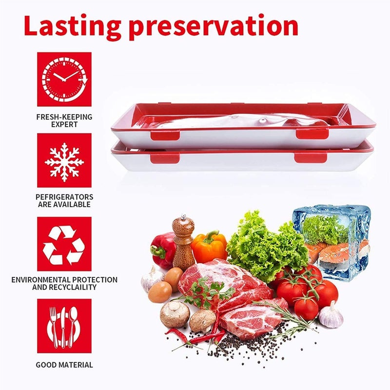Stackable Food Preservation Trays with Clear Plastic Lid, Dishwasher and Freezer Safe Trays Reusable Food Storage Trays for Vegetables, Fruits, Meat (4) - Image 4