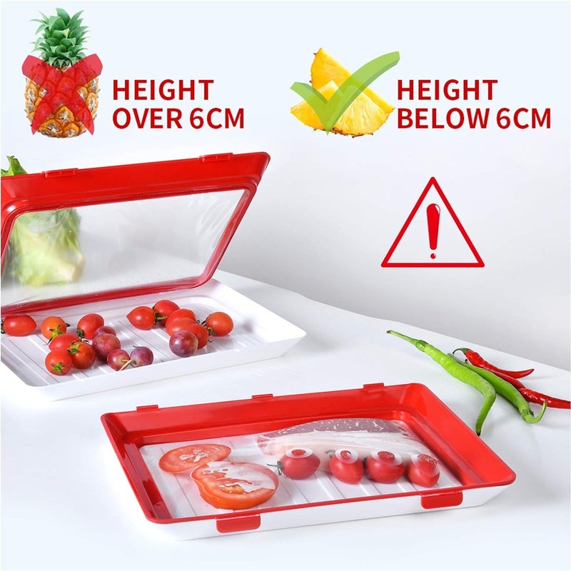 Stackable Food Preservation Trays with Clear Plastic Lid, Dishwasher and Freezer Safe Trays Reusable Food Storage Trays for Vegetables, Fruits, Meat (4) - Image 5