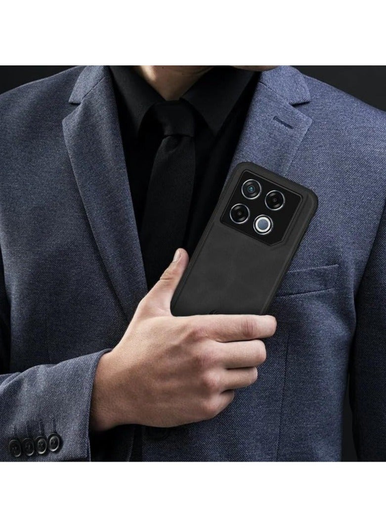 general Case Compatible with Infinix GT 20 Pro 5G, Matte Plain Leather Case Built-in Metal Fits Car Mount Holder, Soft TPU Frame Protective Cover for Infinix GT 20 Pro - Image 2