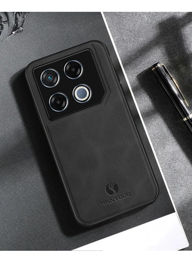 general Case Compatible with Infinix GT 20 Pro 5G, Matte Plain Leather Case Built-in Metal Fits Car Mount Holder, Soft TPU Frame Protective Cover for Infinix GT 20 Pro - Image 1