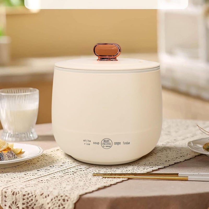 TERRIFI طباخ أرز صغير محمول بسعة كوب واحد، 1.5 لتر، وعاء كهربائي غير لاصق، حماية من السخونة الزائدة والغليان الجاف، مثالي للسفر والمكتب والسكن الجامعي، وعاء طهي أوتوماتيكي متعدد الوظائف - Image 1
