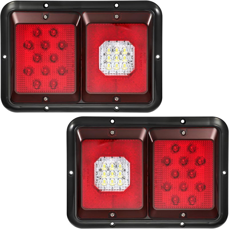 Partsam LED Trailer Tail Lights with Horizontal Mount - Dual Stop Turn Backup Reverse Lights, 33 LED Surface Mount for RV, Black Base - Image 1
