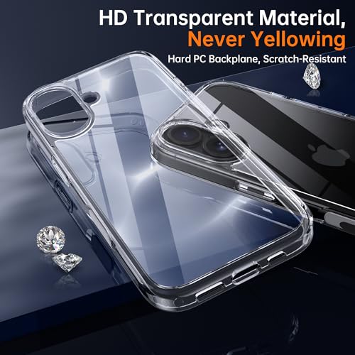 Supdeal Shockproof Clear Case for iPhone 16, [Camera Control Button] [10FT Military Drop Protection] Hard Clear Silicone Edge Four Corner Airbags Protection Phone Cover, 6.1", Transparent - Image 4