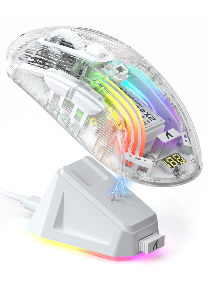 Attack Shark - X2 Pro Wireless Gaming Mouse with RGB Charging Dock,Tri-Mode PC Gaming Mice 2.4G/Bluetooth/Wired,Noiseless Mouse RGB Backlit,Transparent Shell,PixArt 3212 4000 DPI,for Win/MAC,Black - Image 1