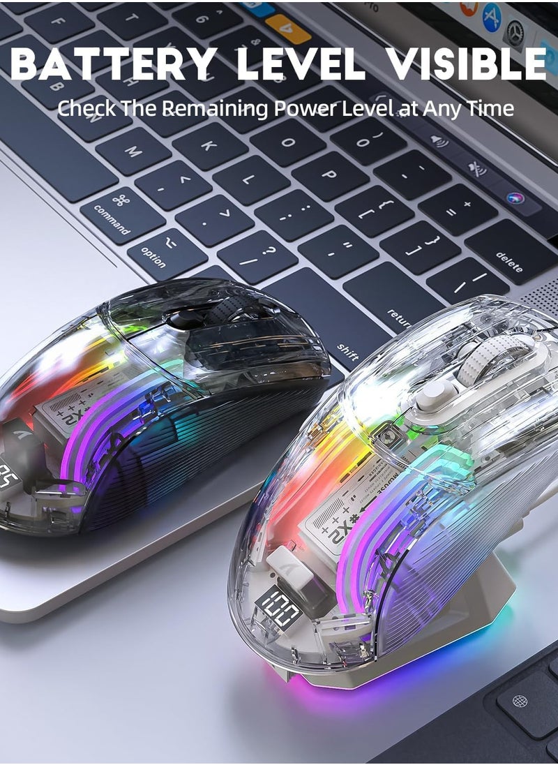 Attack Shark - X2 Pro Wireless Gaming Mouse with RGB Charging Dock,Tri-Mode PC Gaming Mice 2.4G/Bluetooth/Wired,Noiseless Mouse RGB Backlit,Transparent Shell,PixArt 3212 4000 DPI,for Win/MAC,Black - Image 1