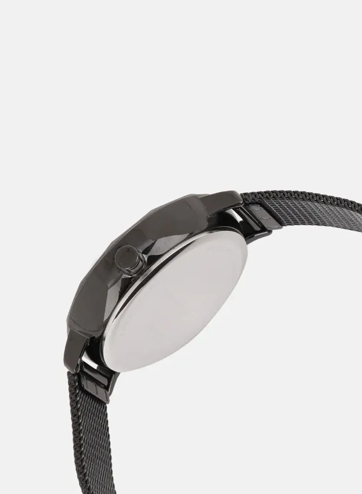 French Connection 34mm Quartz Women' Watch with Black Stainless Steel Mesh Bracelet