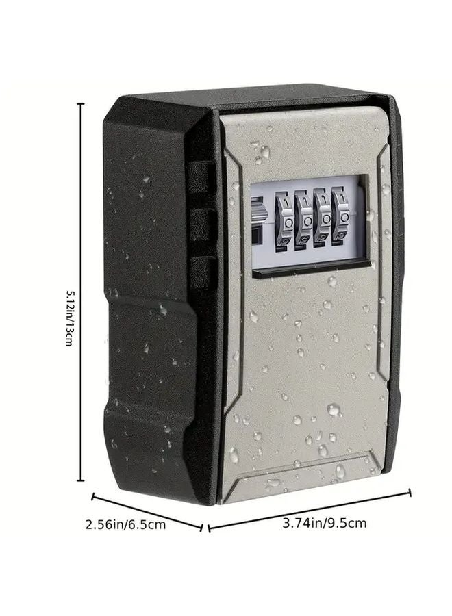 Black Gray Large Capacity Key Lock Box with Detachable Hook Waterproof Wall Mounted Safe for Indoor Outdoor Use - Image 3