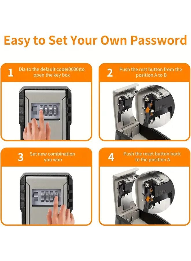 Black Gray Large Capacity Key Lock Box with Detachable Hook Waterproof Wall Mounted Safe for Indoor Outdoor Use - Image 5