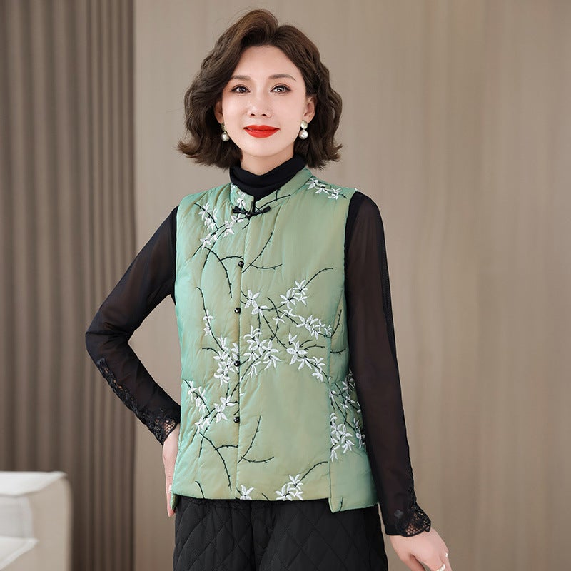Quality Assurance Cotton Warm Age-Reducing Mother'S New Chinese-Style Embroidered Vest Cotton Clothes Wearing Ware - Image 3